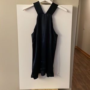 Banana Republic Satan Sleeveless Blouse Navy Blue